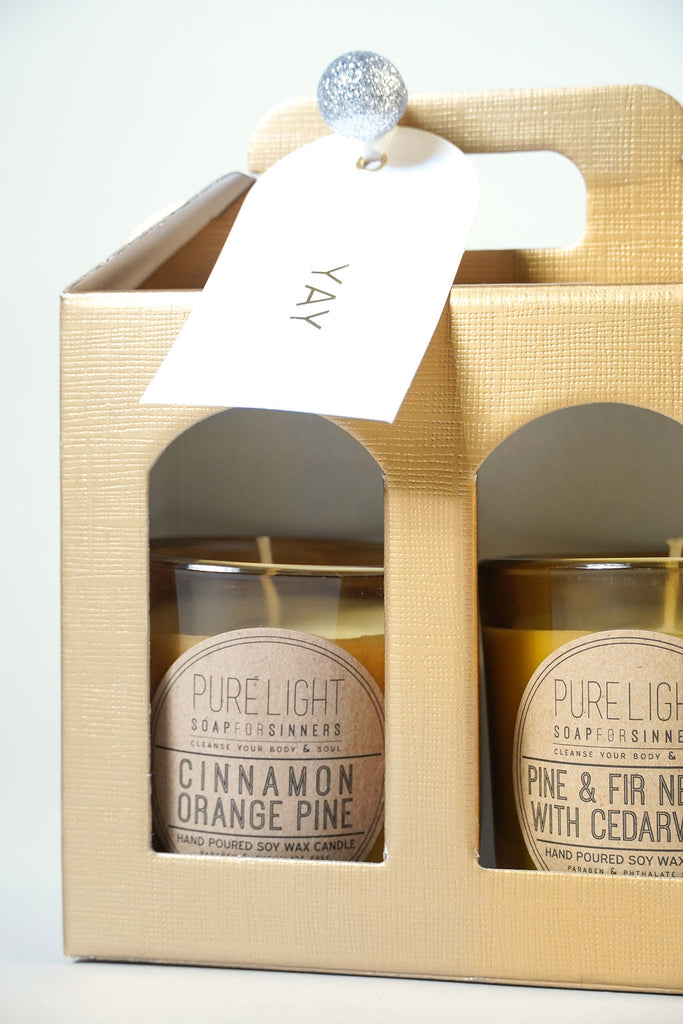 two 9oz candles in carrying box